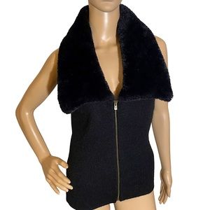 GAP  | FUR COLLAR SWEATER VEST  SZ S